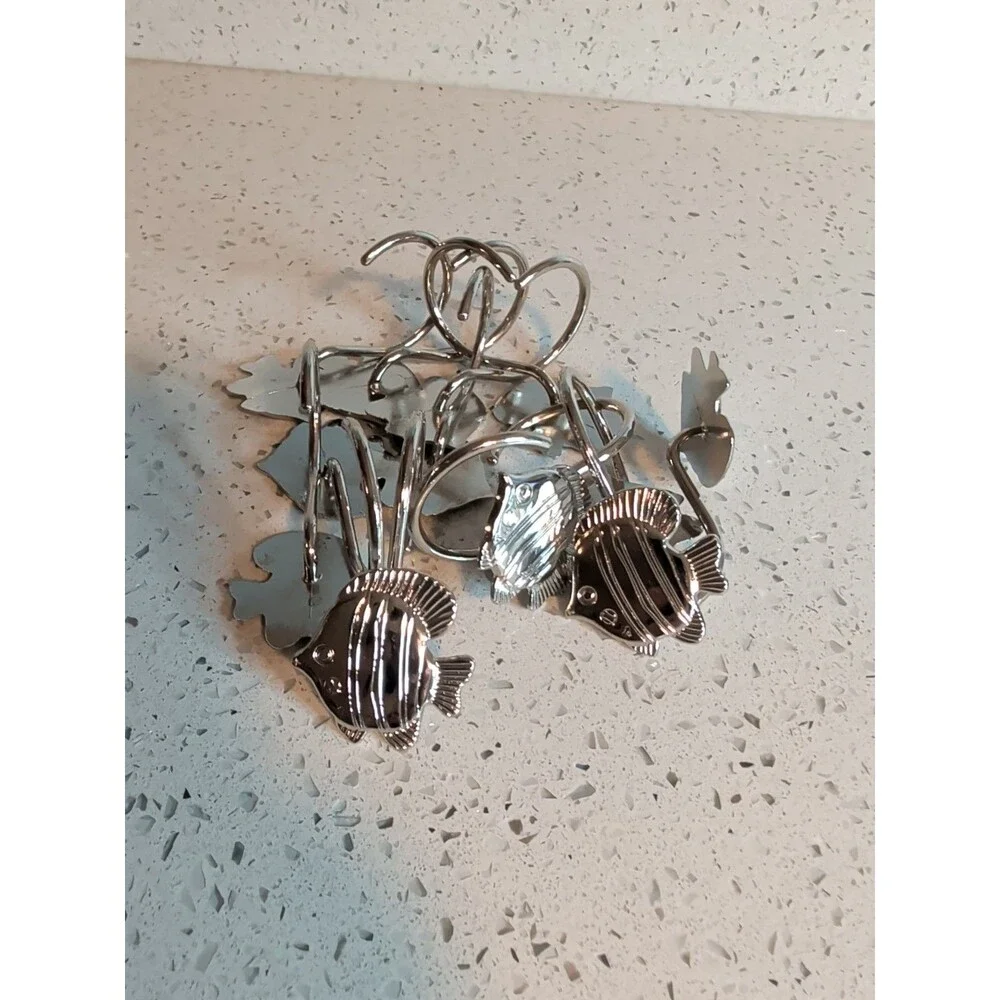 Tropical Fish Shower Curtain Hooks Metal Set Of 12 Butterfly Trigger Fish